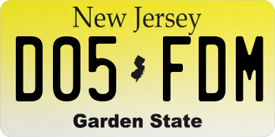 NJ license plate D05FDM