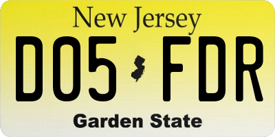 NJ license plate D05FDR