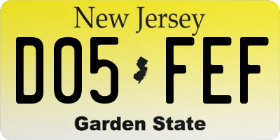 NJ license plate D05FEF