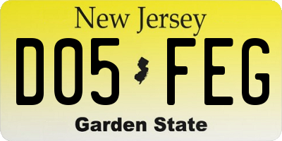 NJ license plate D05FEG