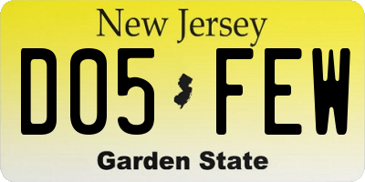 NJ license plate D05FEW