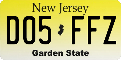 NJ license plate D05FFZ