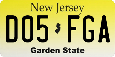 NJ license plate D05FGA
