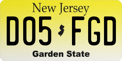 NJ license plate D05FGD