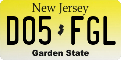 NJ license plate D05FGL