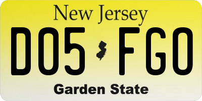 NJ license plate D05FGO