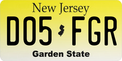 NJ license plate D05FGR