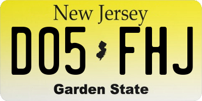 NJ license plate D05FHJ