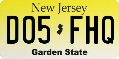 NJ license plate D05FHQ