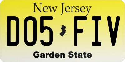 NJ license plate D05FIV