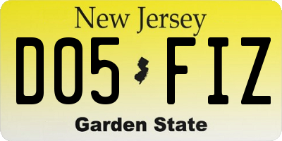 NJ license plate D05FIZ