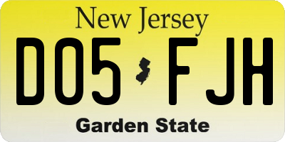 NJ license plate D05FJH