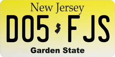 NJ license plate D05FJS