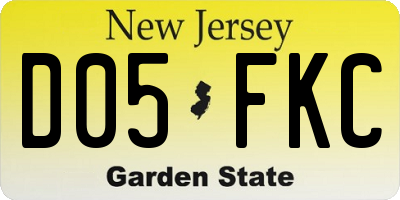 NJ license plate D05FKC