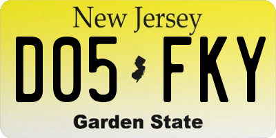 NJ license plate D05FKY