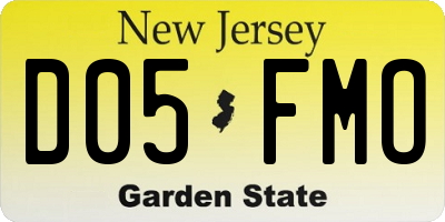 NJ license plate D05FMO