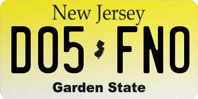 NJ license plate D05FNO