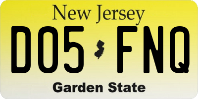 NJ license plate D05FNQ