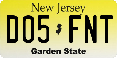 NJ license plate D05FNT