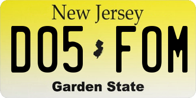 NJ license plate D05FOM