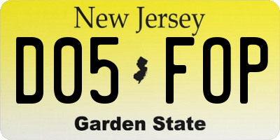 NJ license plate D05FOP