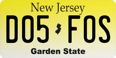 NJ license plate D05FOS