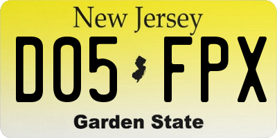 NJ license plate D05FPX