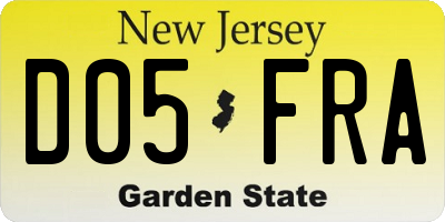 NJ license plate D05FRA