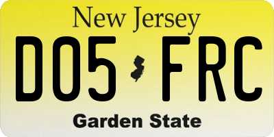 NJ license plate D05FRC