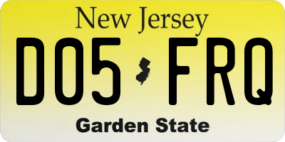 NJ license plate D05FRQ