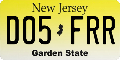 NJ license plate D05FRR