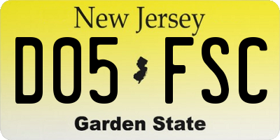 NJ license plate D05FSC