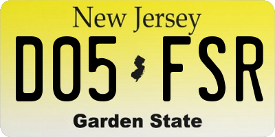 NJ license plate D05FSR