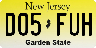 NJ license plate D05FUH