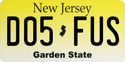NJ license plate D05FUS
