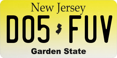 NJ license plate D05FUV