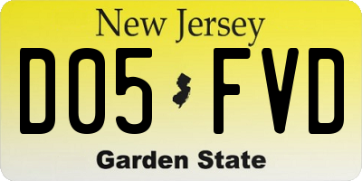 NJ license plate D05FVD