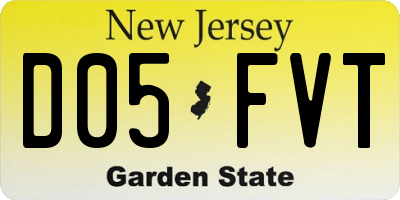 NJ license plate D05FVT