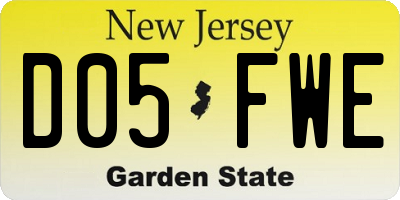NJ license plate D05FWE