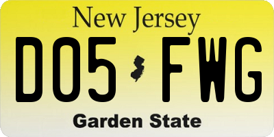 NJ license plate D05FWG
