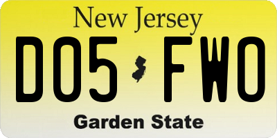 NJ license plate D05FWO