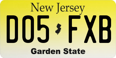 NJ license plate D05FXB