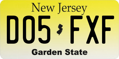 NJ license plate D05FXF