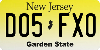 NJ license plate D05FXO