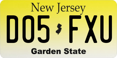 NJ license plate D05FXU