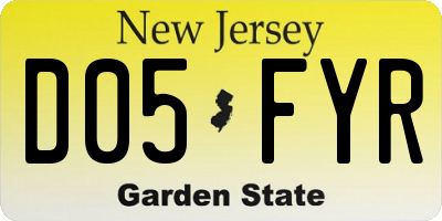 NJ license plate D05FYR