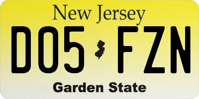 NJ license plate D05FZN