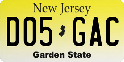 NJ license plate D05GAC