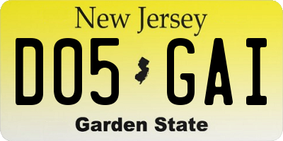 NJ license plate D05GAI