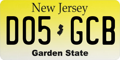 NJ license plate D05GCB